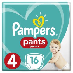 Подгузники-трусики, Pampers (Памперс) 9-15 кг р. 4 №16 пэнтс макси